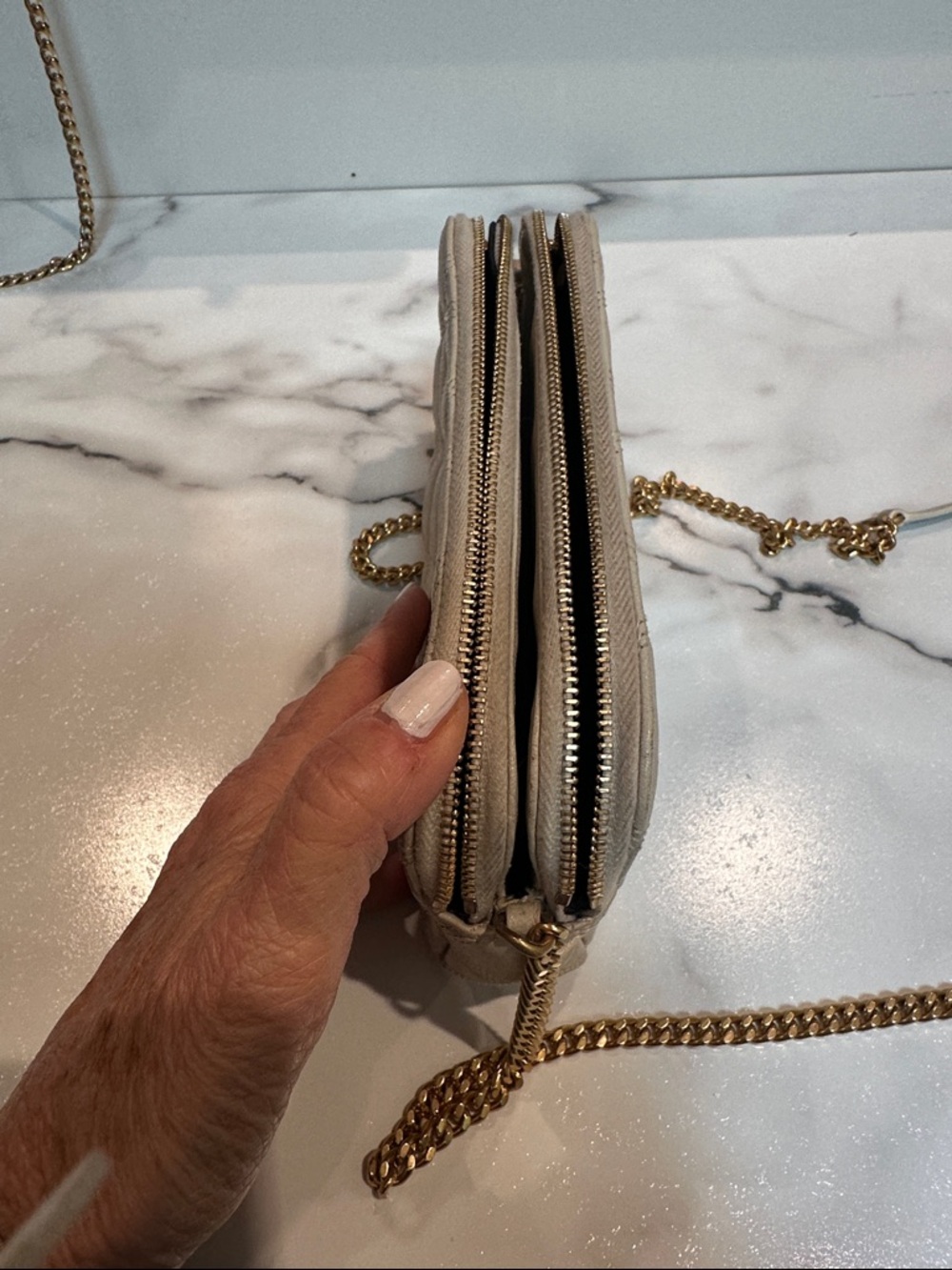 Saint Laurent Cream Quilted Leather Camera Bag with Gold Hardware - Picture 11 of 13